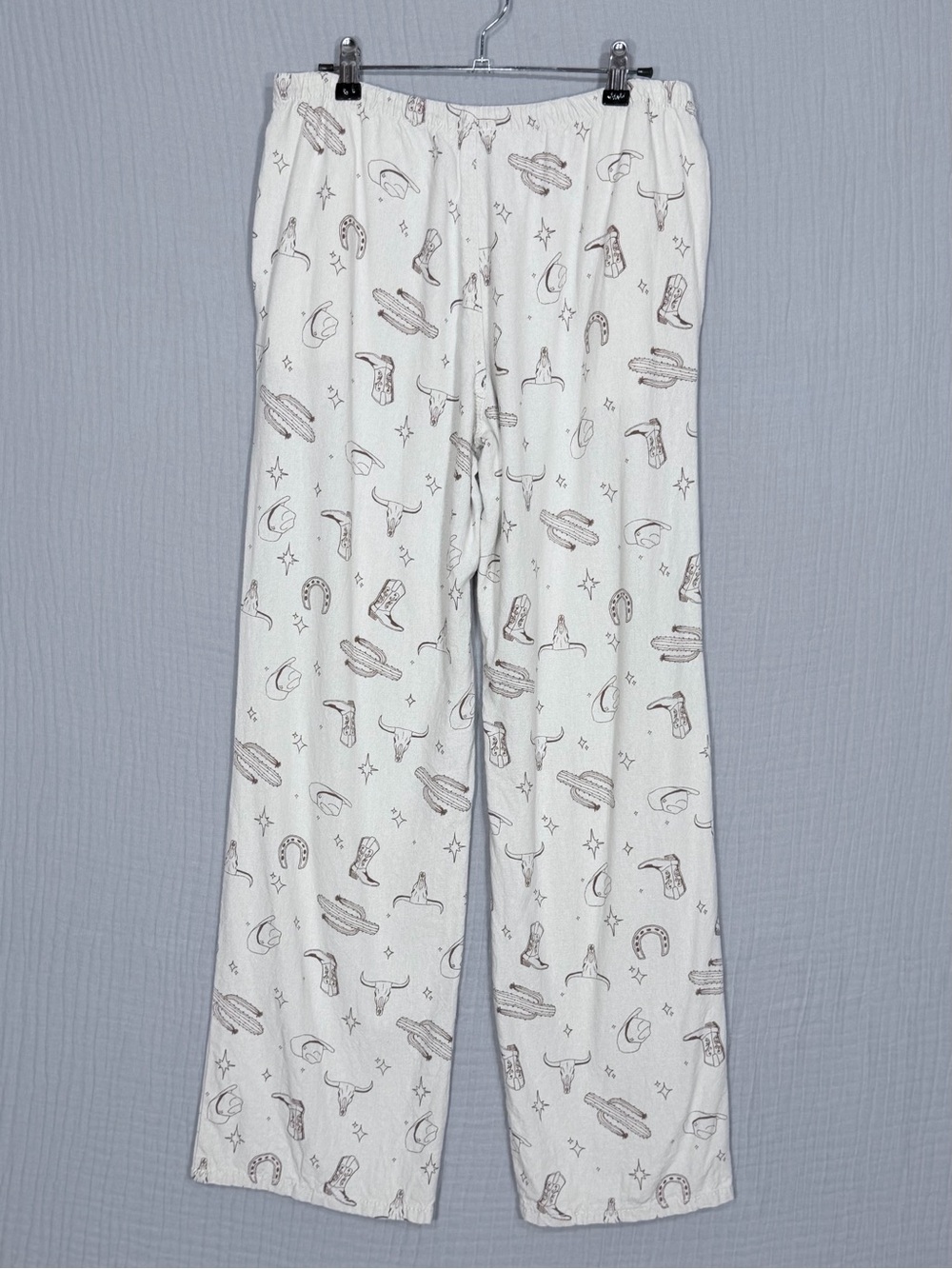 Cali 1850 Western Print Linen Blend Drawstring Lounge Pants Medium - Picture 2 of 6
